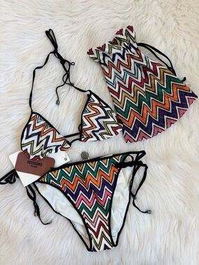 NWT Authentic Missoni Multicolor Zigzag Bikini swimsuit